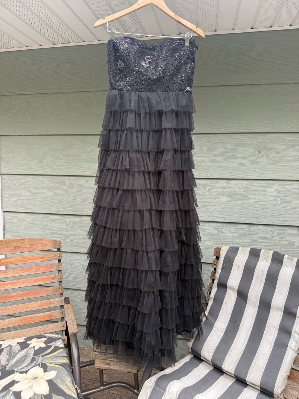 Masquerade Black Sequin Lace Evening Dress